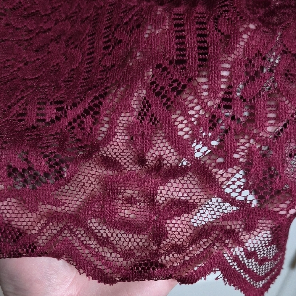 Maurices Wine Babydoll Dress Lacy 3/4 Sleeve Size Small NWT - Picture 5 of 14